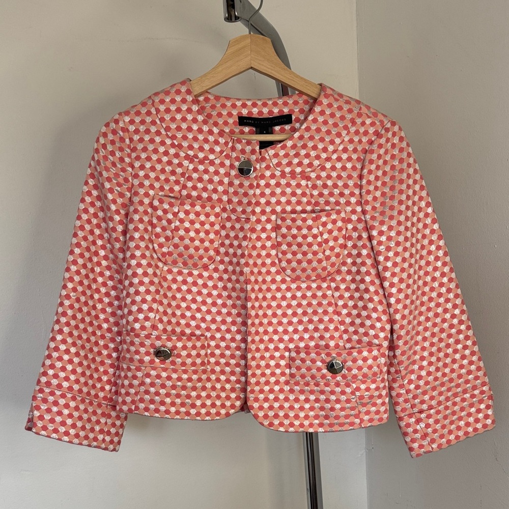 Marc by Marc Jacobs honeycomb jacquard jacket in brightest Coral.
Size 4